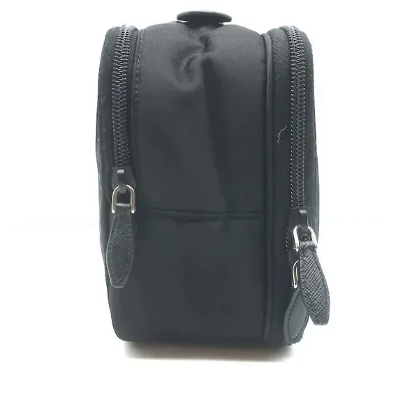 Prada Toiletry Bag Black Nylon & Saffiano Leather Top Handle Travel Pouch - Picture 4 of 12